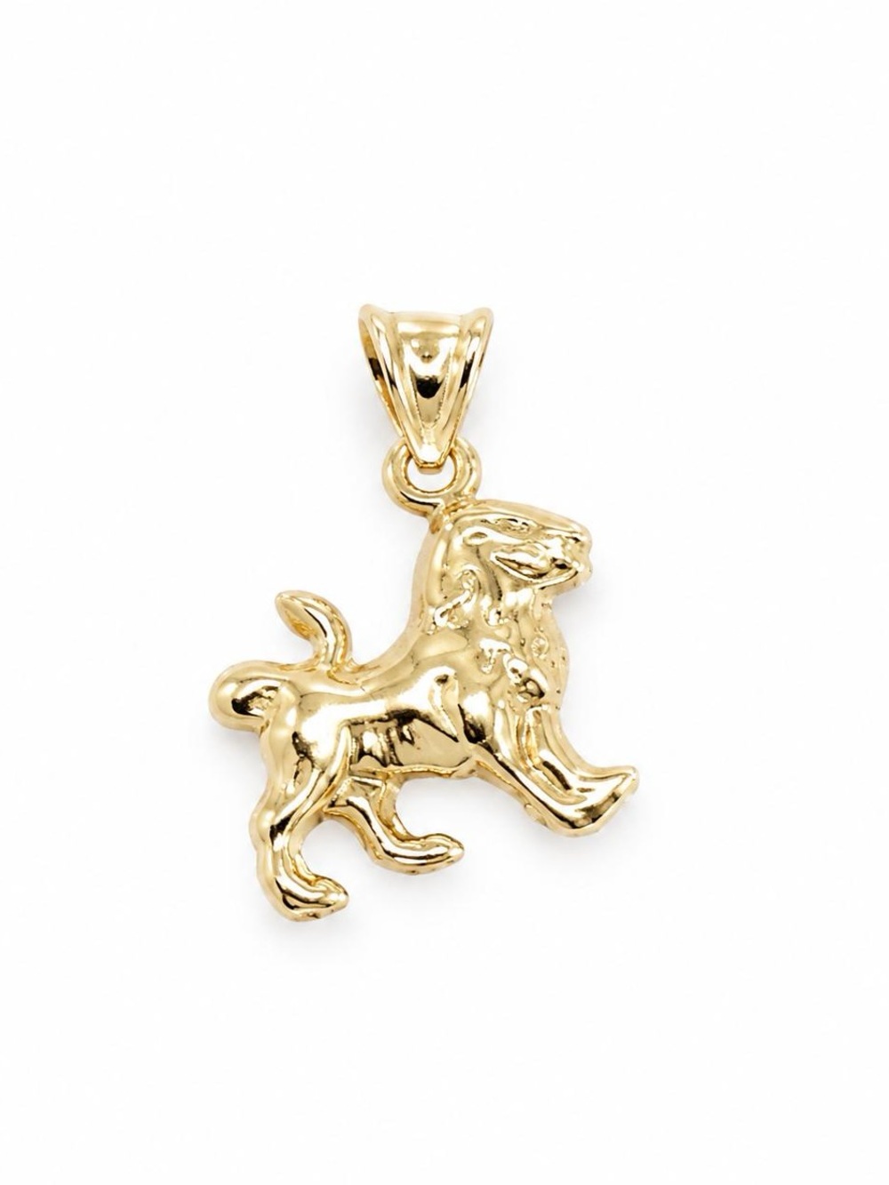 10K Yellow Gold Puffy Lion Charm Pendant – Safari Jungle Animal 13x15mm